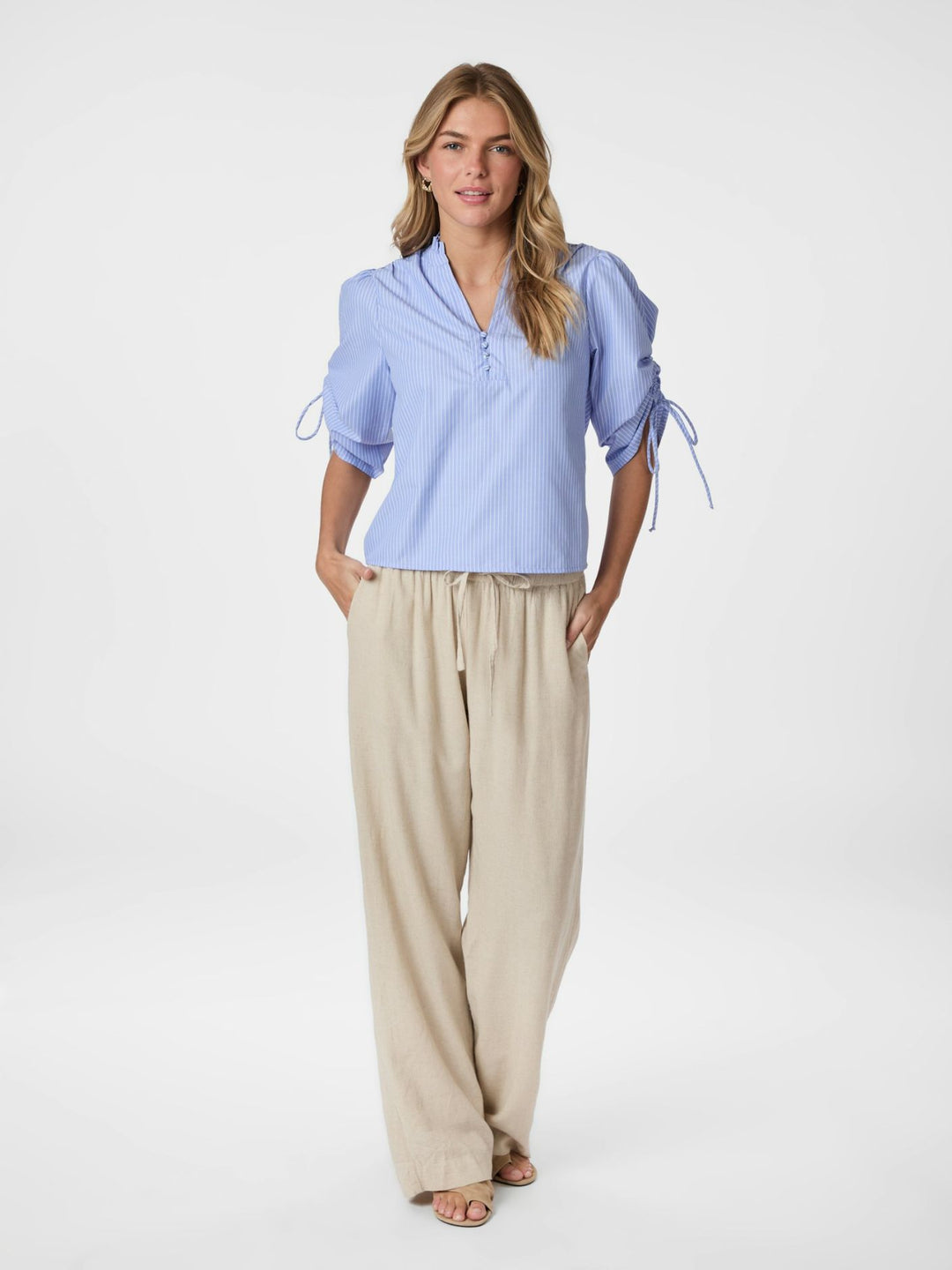 NEO NOIR - Ratta striped blouse - Sky Blue
