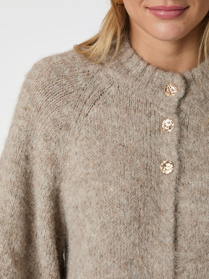 Neo Noir - Benuta Fluffy Knit Cardigan - Beige Melange