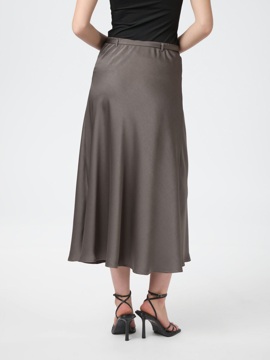 Neo Noir - Innell Heavy Sateen Skirt - Warm Grey