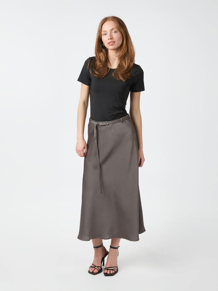 Neo Noir - Innell Heavy Sateen Skirt - Warm Grey