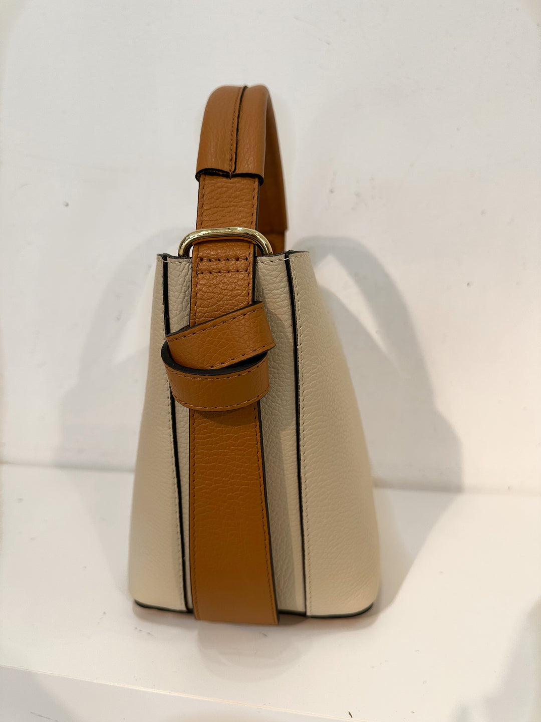 LILLY - Bucket bag i Skinn - Beige/Camel