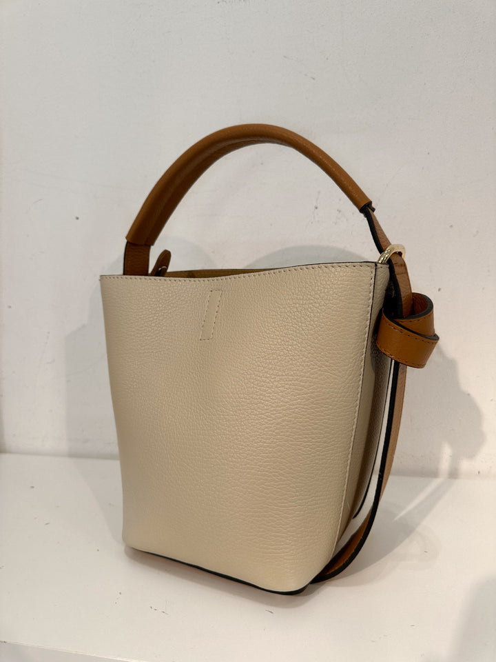 LILLY - Bucket bag i Skinn - Beige/Camel
