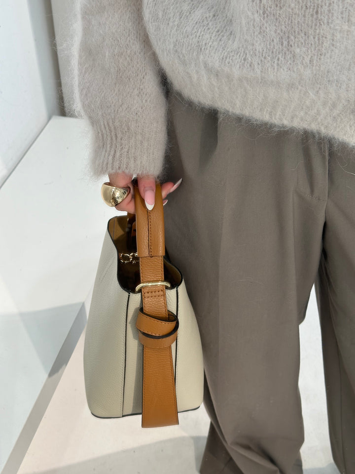 LILLY - Bucket bag i Skinn - Beige/Camel