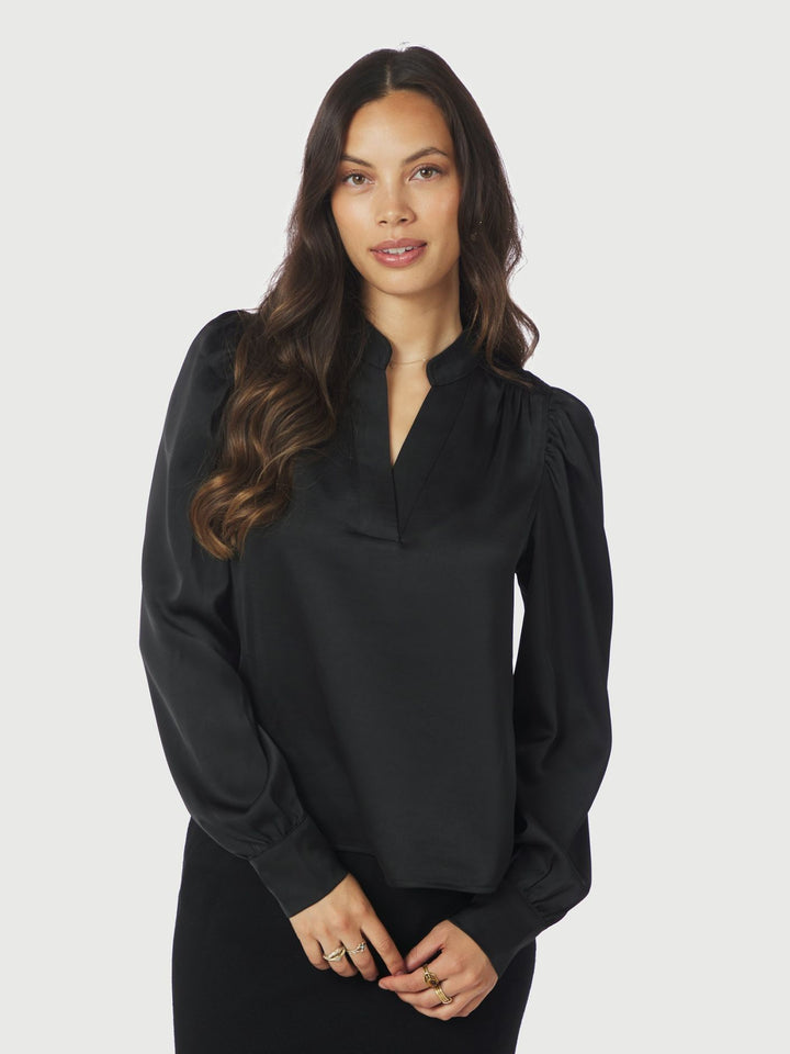 Neo Noir - Rosslyn Heavy Sateen Blouse - Black