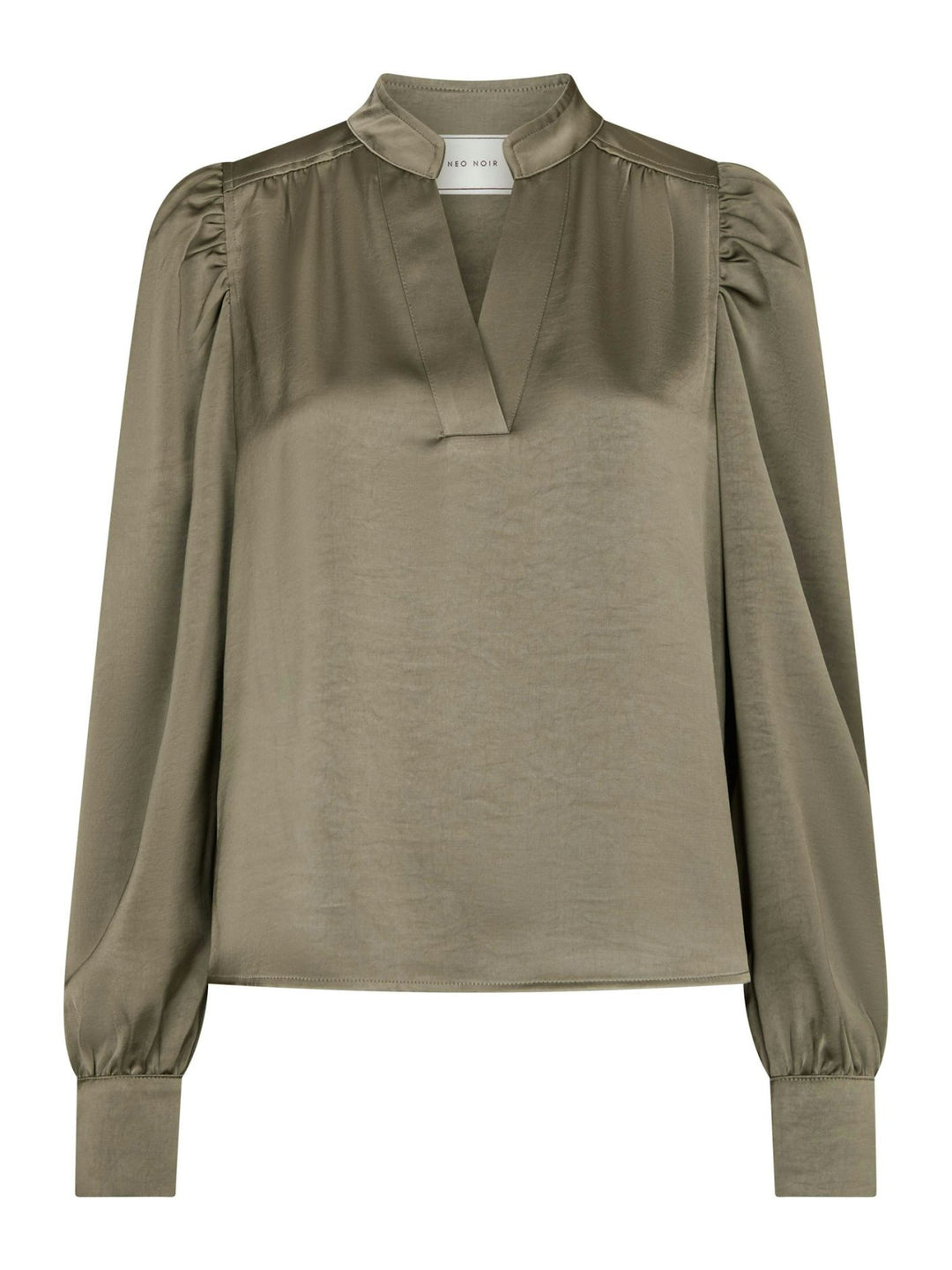 Neo Noir - Rosslyn Heavy Sateen Blouse - Cold Army