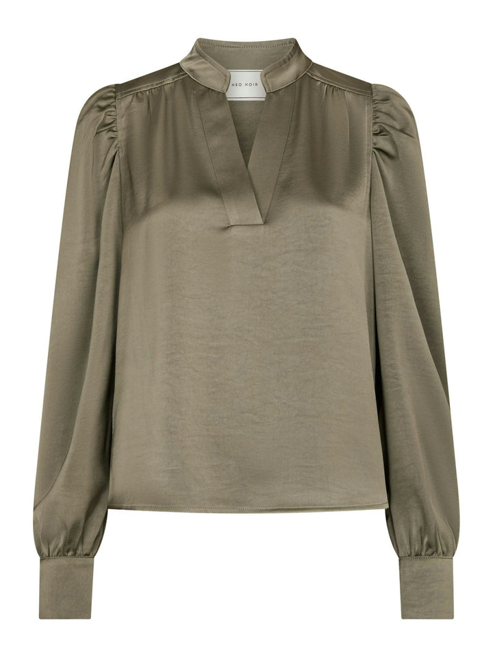 Neo Noir - Rosslyn Heavy Sateen Blouse - Cold Army