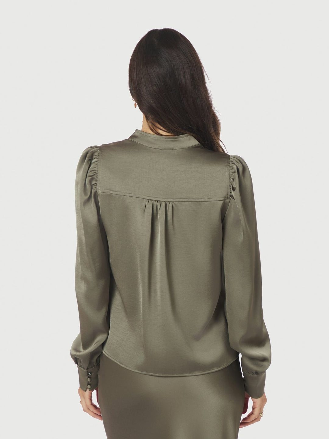 Neo Noir - Rosslyn Heavy Sateen Blouse - Cold Army