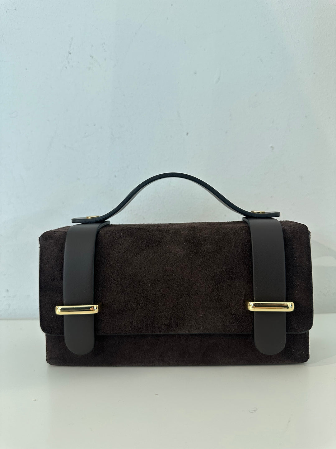 NANO - Liten väska i mocka och läder - Brun