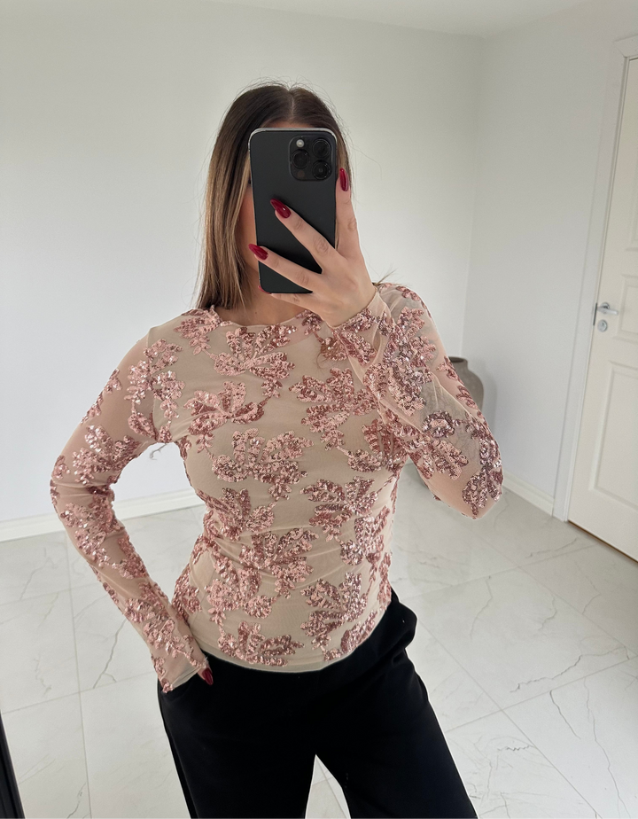 ELINA - Paljett top - Guld/rosé