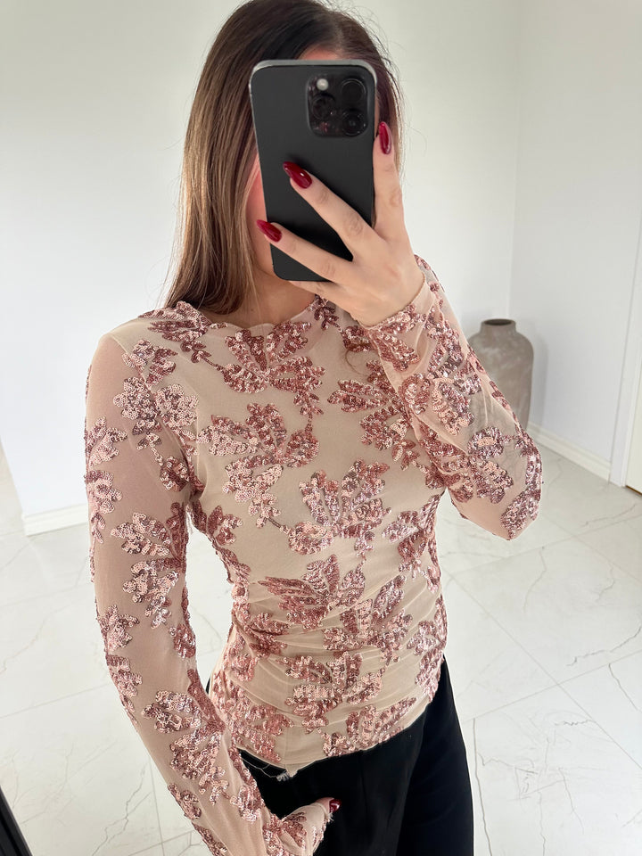 ELINA - Paljett top - Guld/rosé