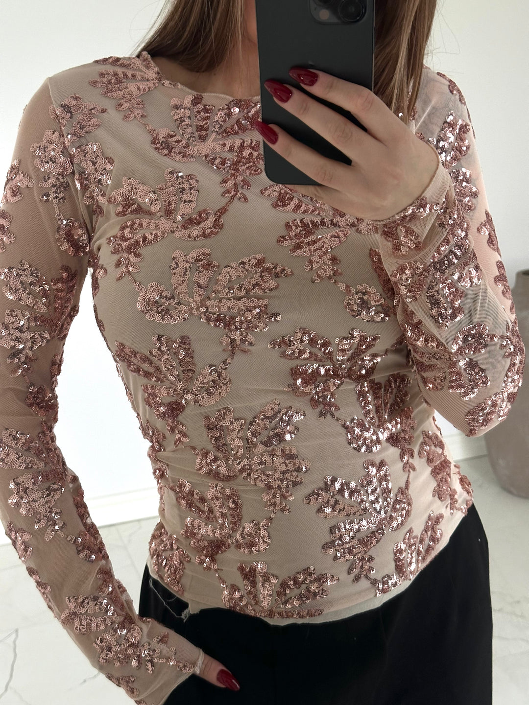 ELINA - Paljett top - Guld/rosé