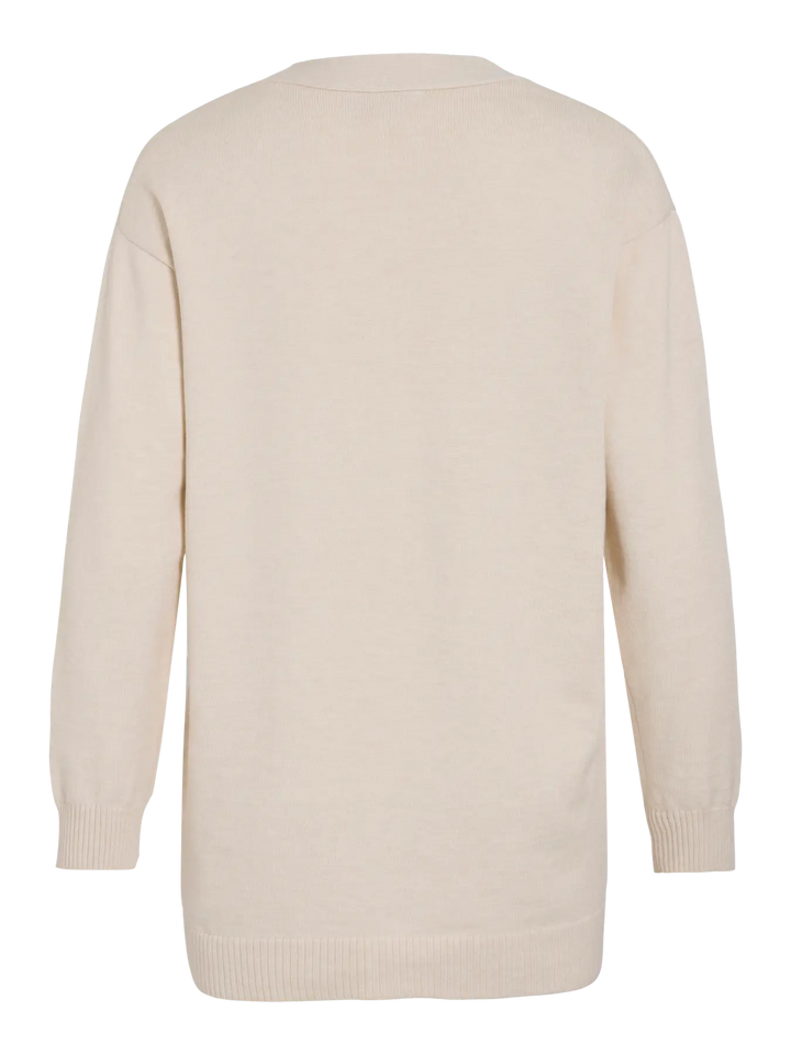 POLLY - Long button Knit Cardigan - Super Light Natural Melange