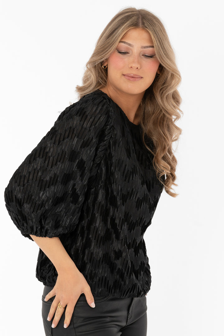 JEWEL - Plisse Blouse - Black