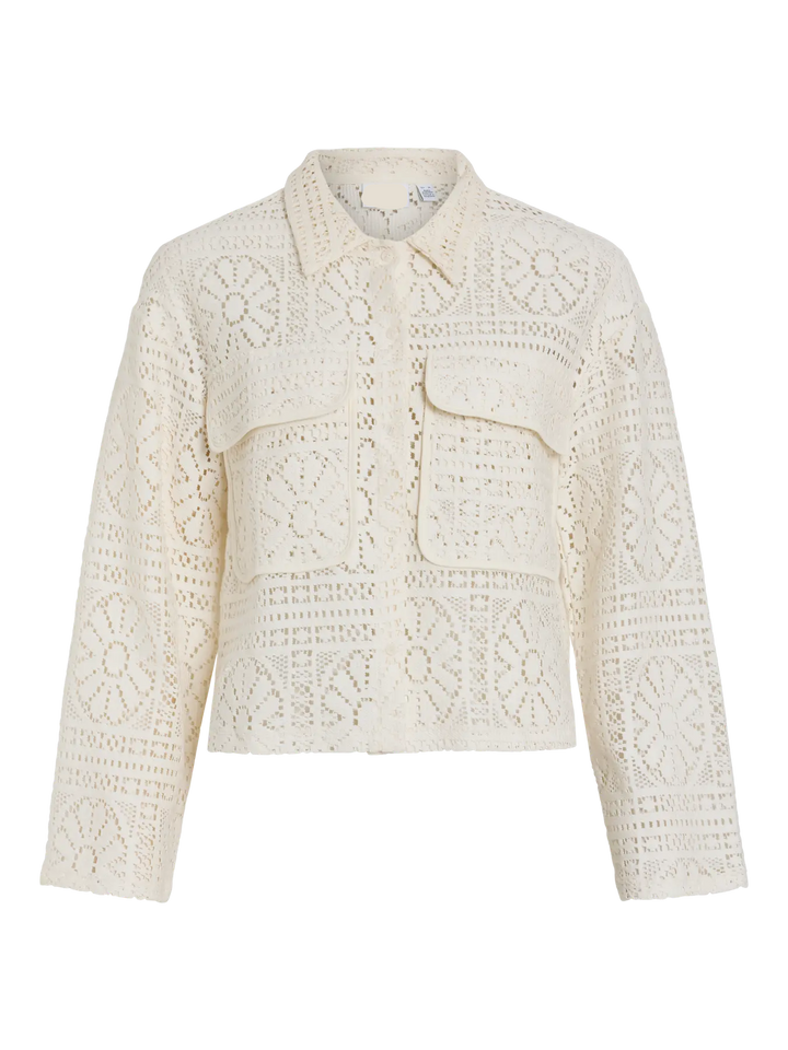 MERINDA - Lace boho Shirt - Creme