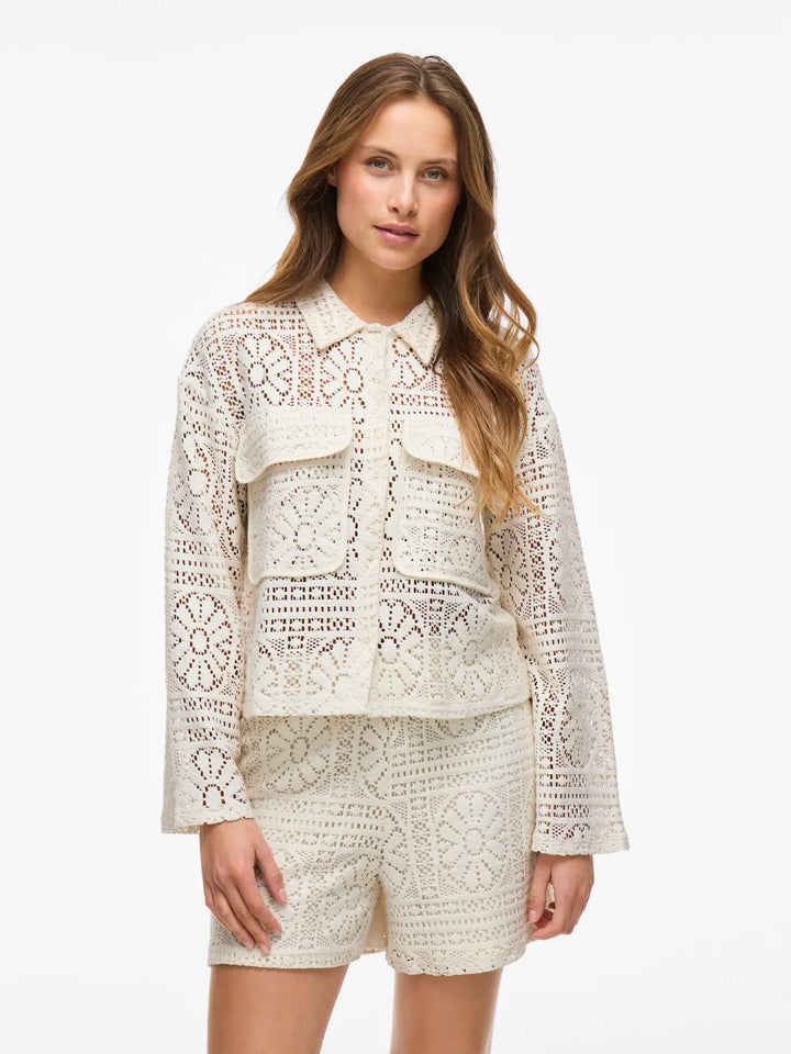 MERINDA - Lace boho Shirt - Creme