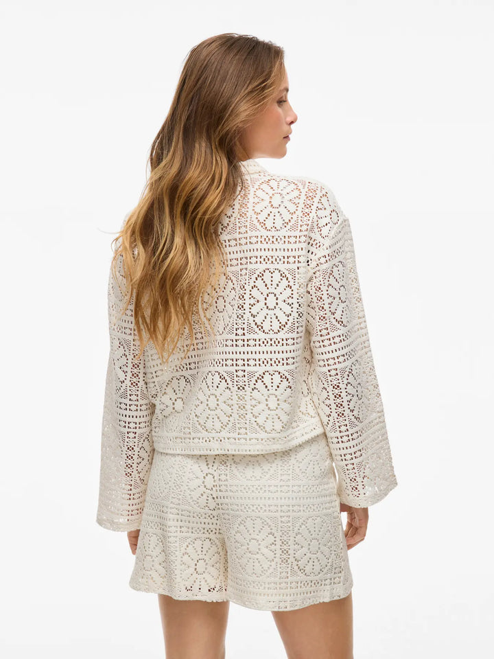 MERINDA - Lace boho Shirt - Creme