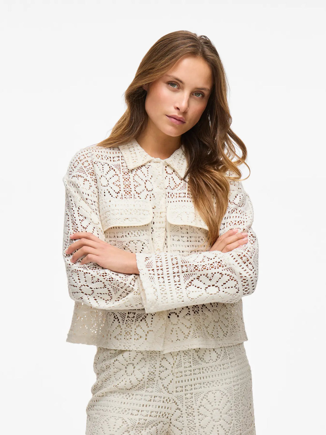 MERINDA - Lace boho Shirt - Creme