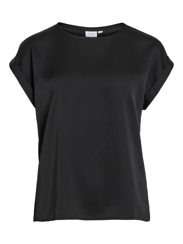 ELLETTE - Satin T-shirt - Black