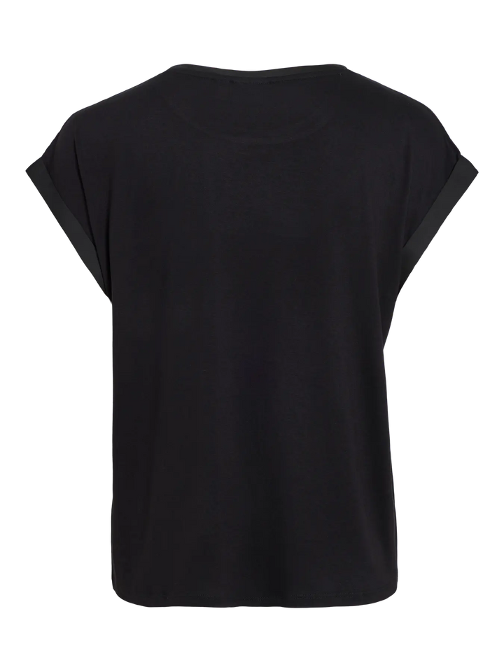 ELLETTE - Satin T-shirt - Black