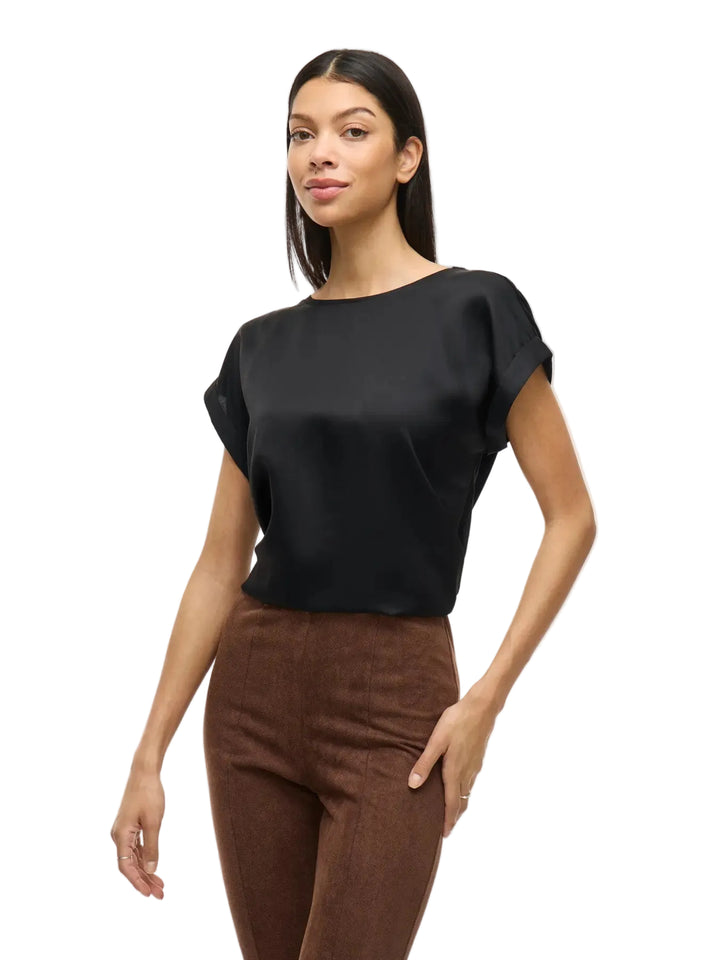ELLETTE - Satin T-shirt - Black