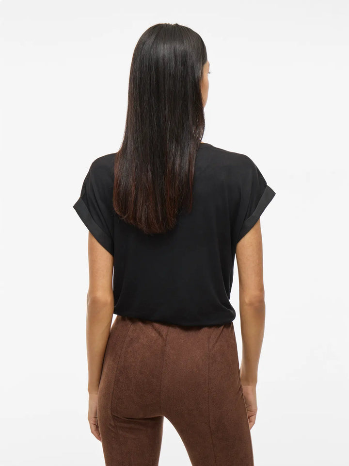 ELLETTE - Satin T-shirt - Black