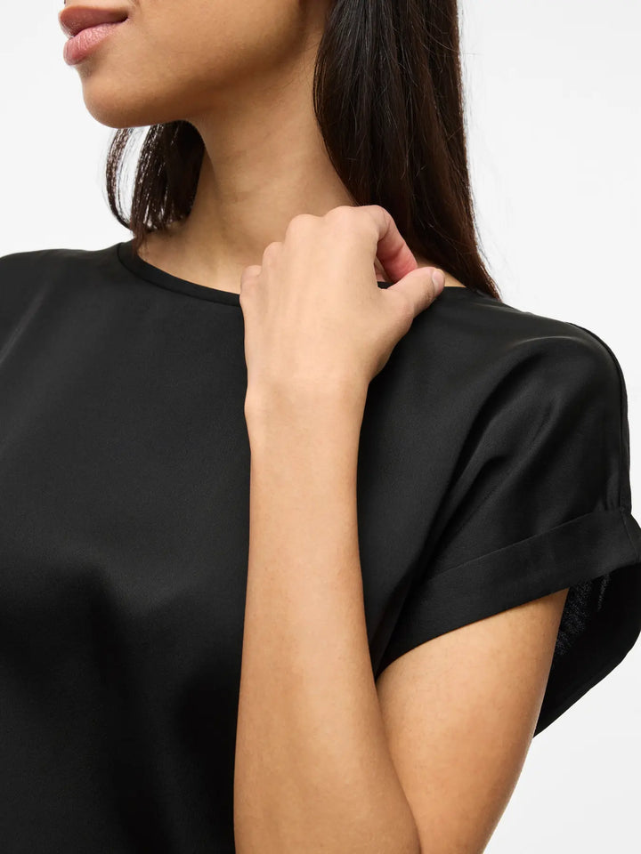 ELLETTE - Satin T-shirt - Black