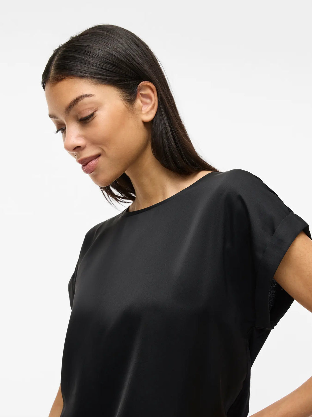ELLETTE - Satin T-shirt - Black