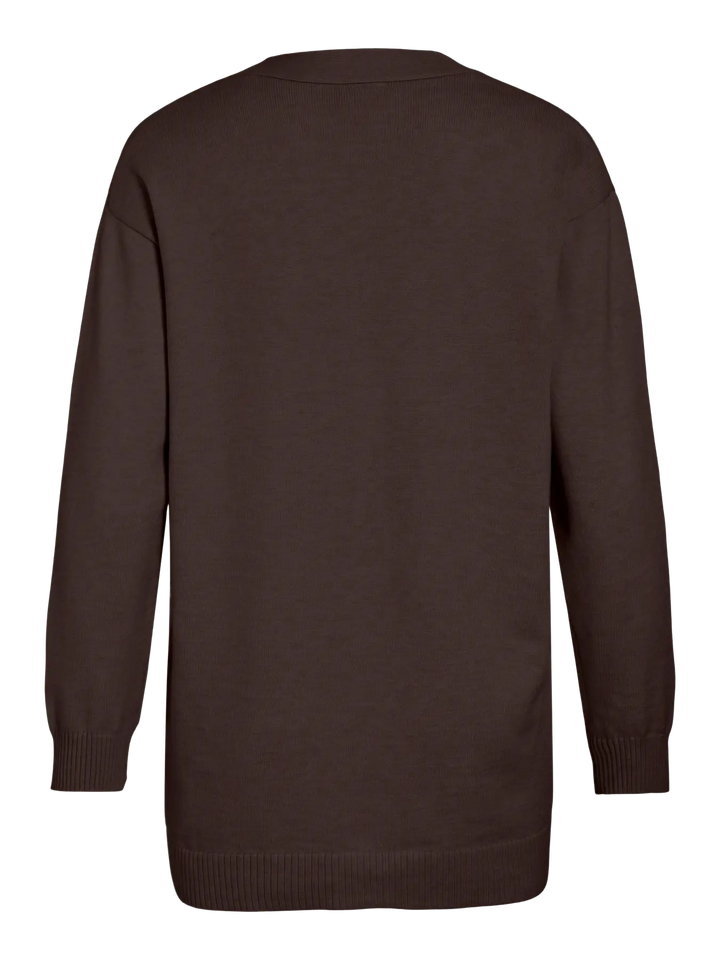 POLLY - Long button Knit Cardigan - Coffee Bean