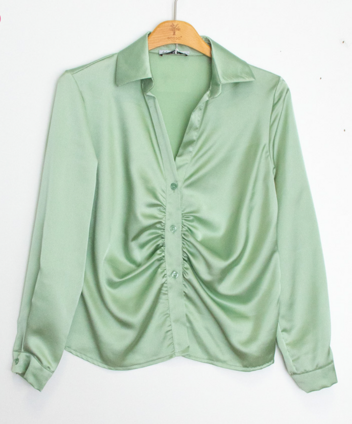 Poppy - Glossy Sateen Blouse - Pistage