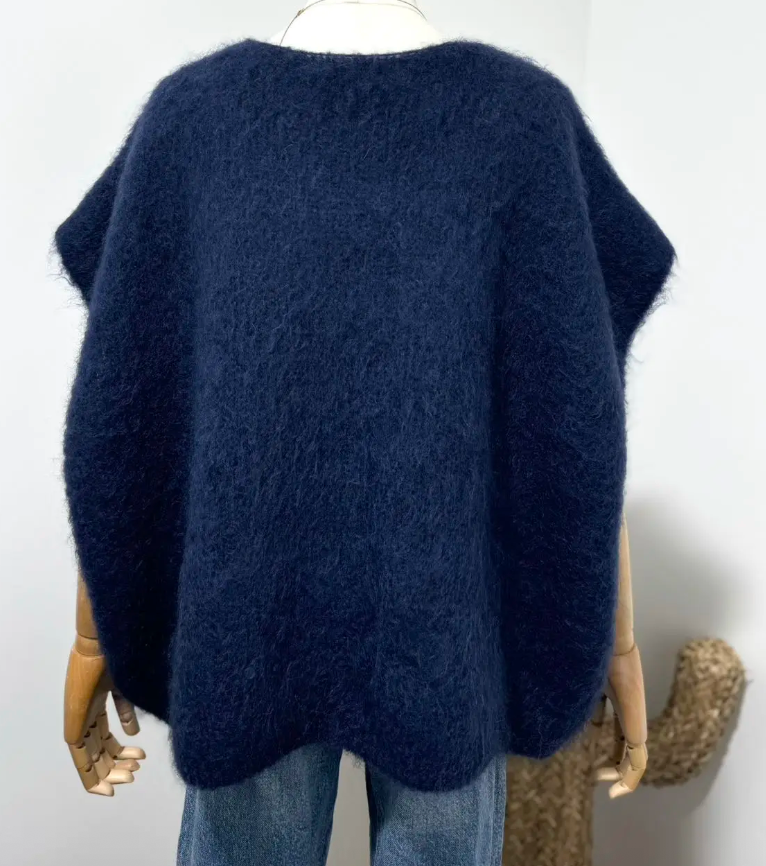 POLLY - Fluffy Mohair Sweater - Navy