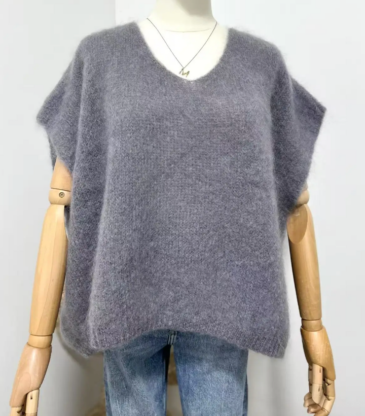 POLLY - Fluffy Mohair Sweater - Grey