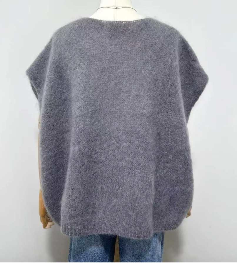 POLLY - Fluffy Mohair Sweater - Grey