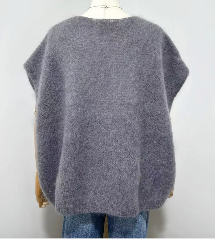 POLLY - Fluffy Mohair Sweater - Grey