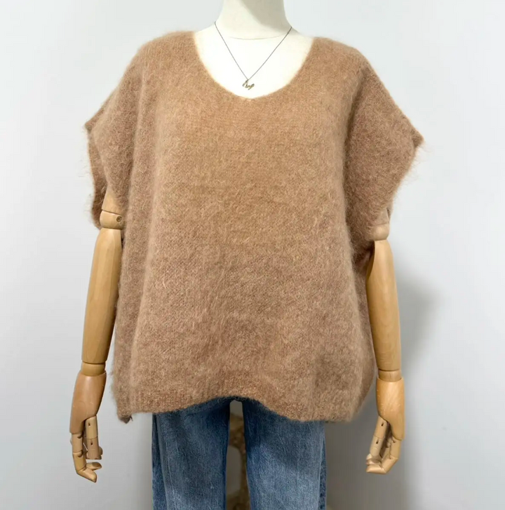POLLY - Fluffy Mohair Sweater - Camel