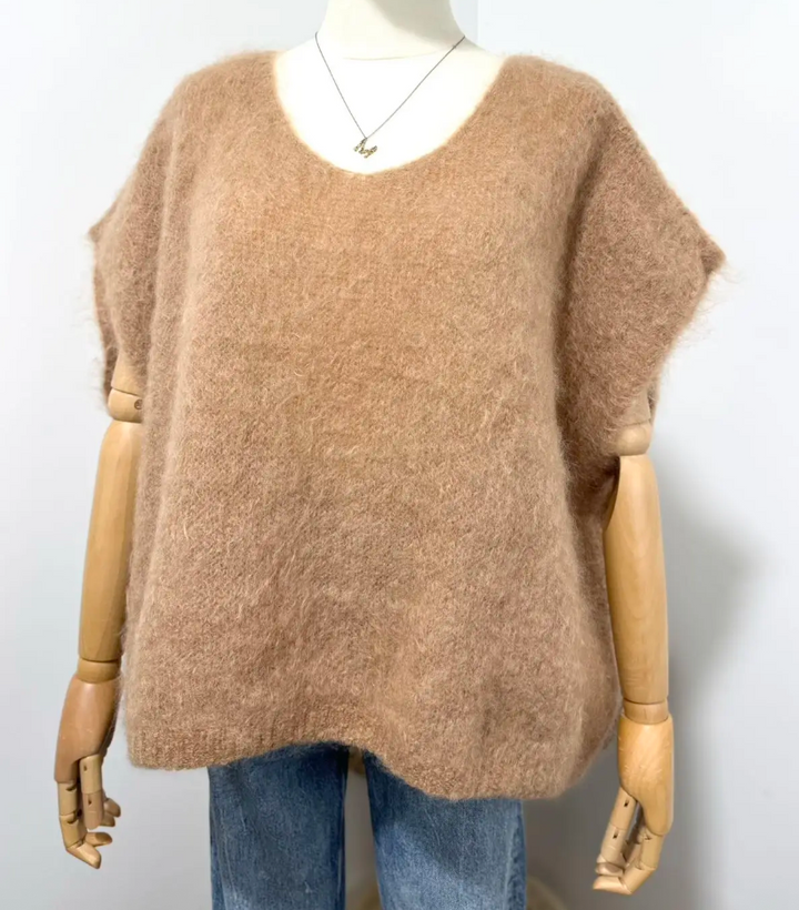 POLLY - Fluffy Mohair Sweater - Camel