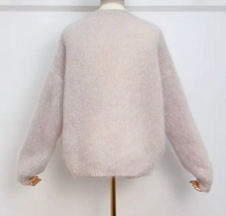 AMY - Fluffy Mohair Cardigan - Ivory