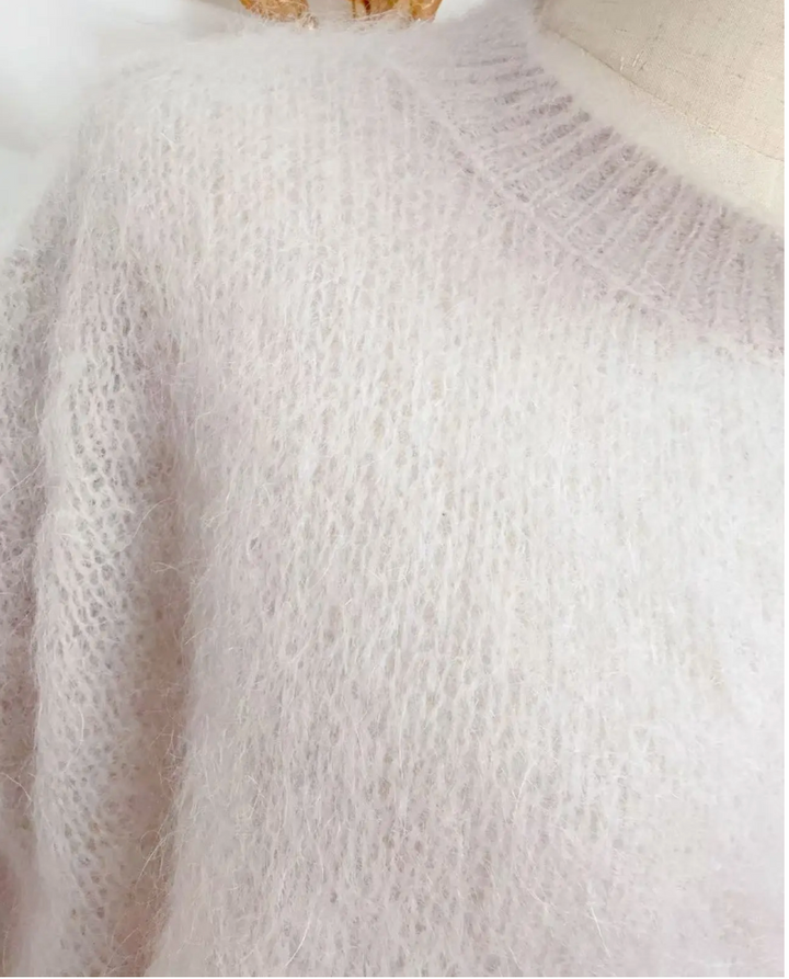 HARVEY - Fluffy Mohair Sweater - Ivory