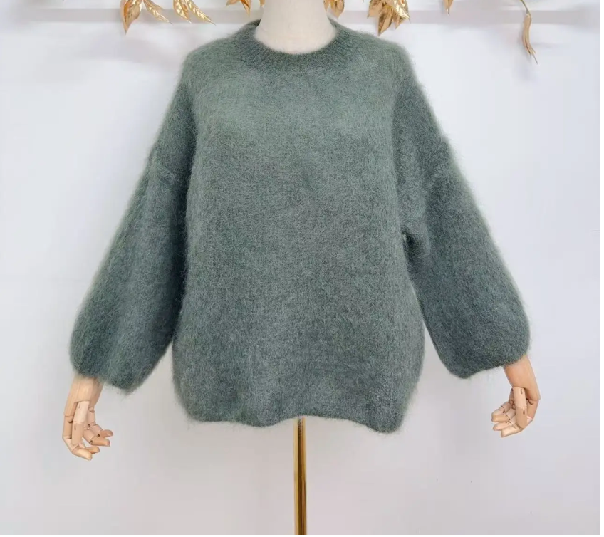 HARVEY - Fluffy Mohair Sweater - Kakhi