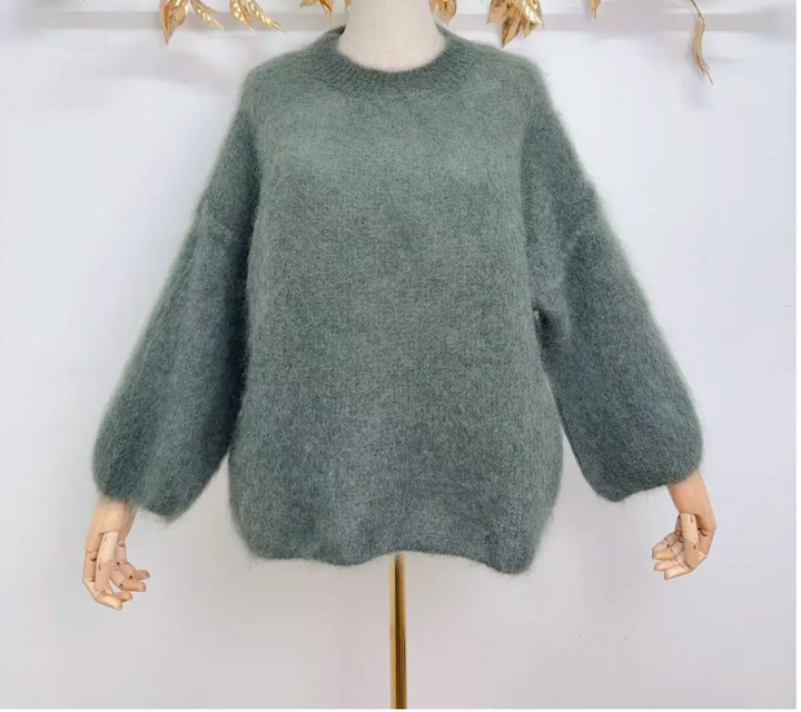 HARVEY - Fluffy Mohair Sweater - Kakhi