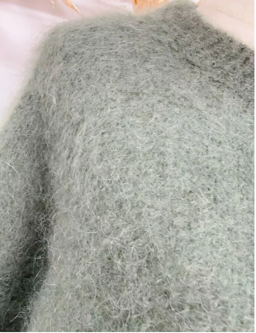 HARVEY - Fluffy Mohair Sweater - Kakhi