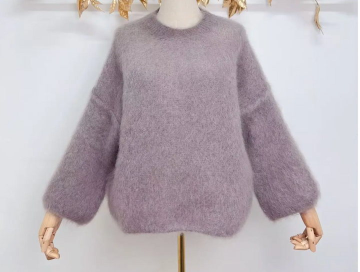 HARVEY - Fluffy Mohair Sweater - Taupe
