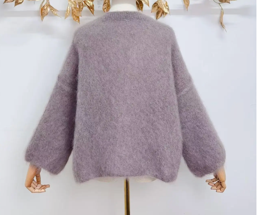 HARVEY - Fluffy Mohair Sweater - Taupe