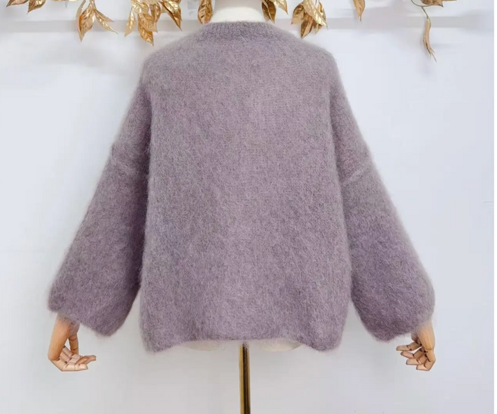 HARVEY - Fluffy Mohair Sweater - Taupe