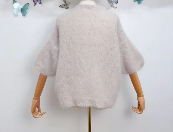 DIAMANT - Fluffy Mohair Cardigan - Ivory