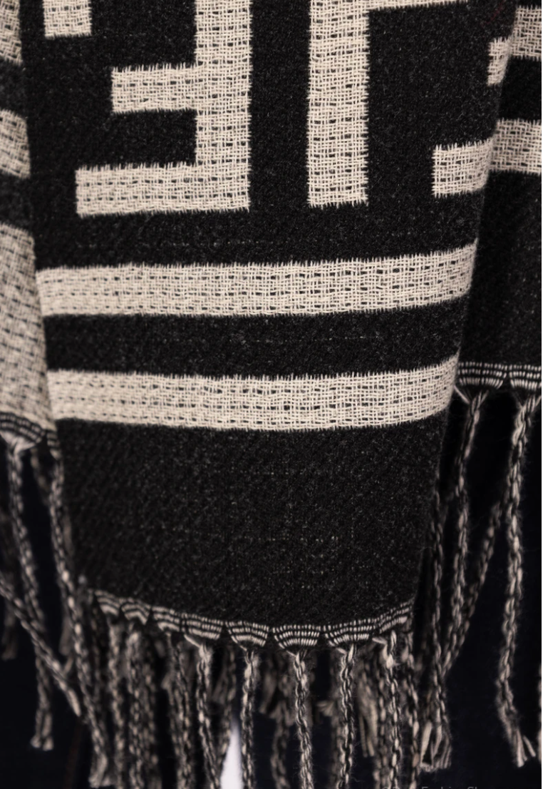 RILEY - Halsduk mönstrad - Taupe/Black