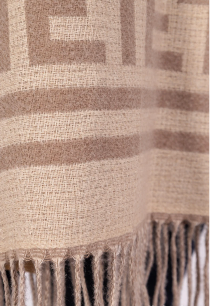 RILEY - Halsduk mönstrad - Taupe/Offwhite