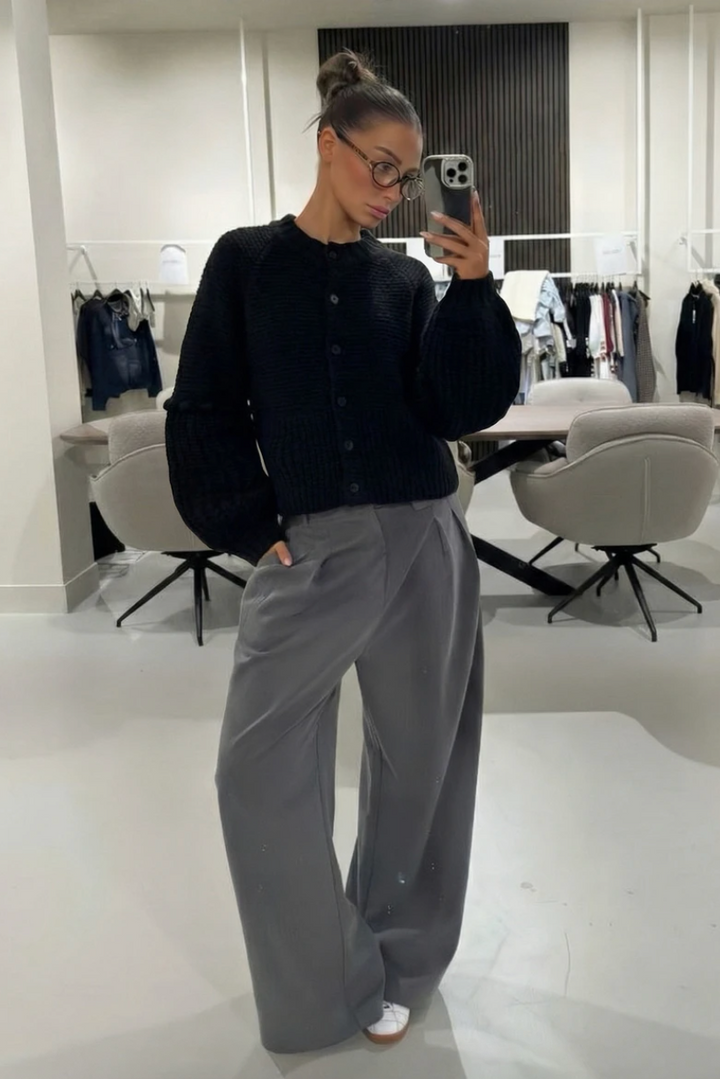 SELECTED BY KABARE - Isla - Mjuk cardigan med ballongärm