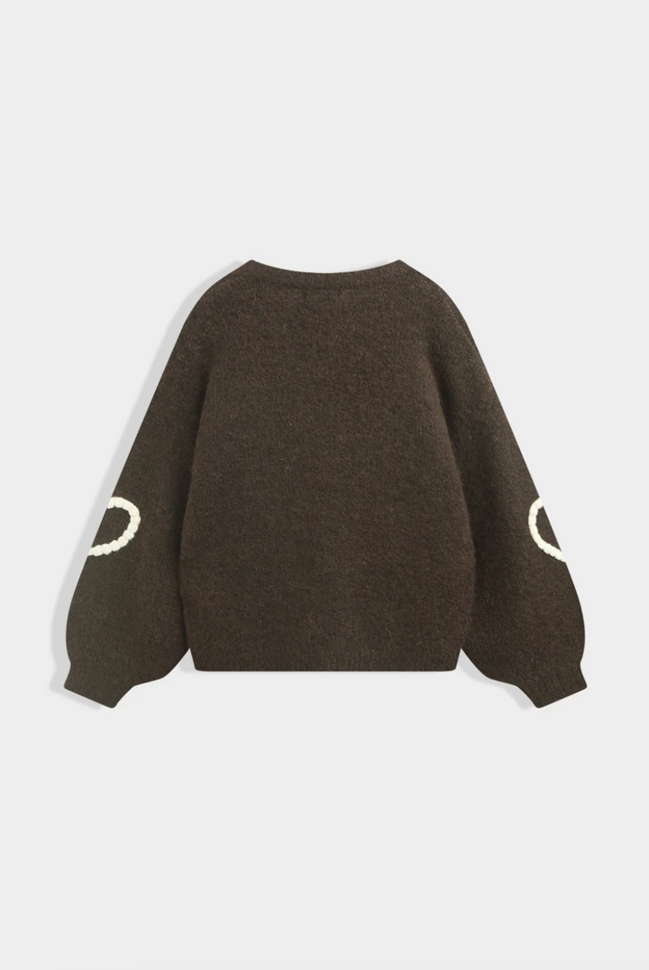 SELECTED BY KABARE - Heart - Jumper med broderade hjärtan - Brown