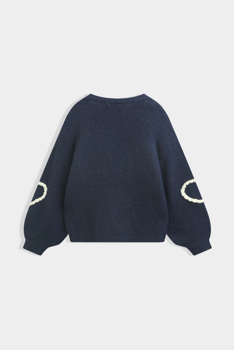 SELECTED BY KABARE - Heart - Jumper med broderade hjärtan - Navy
