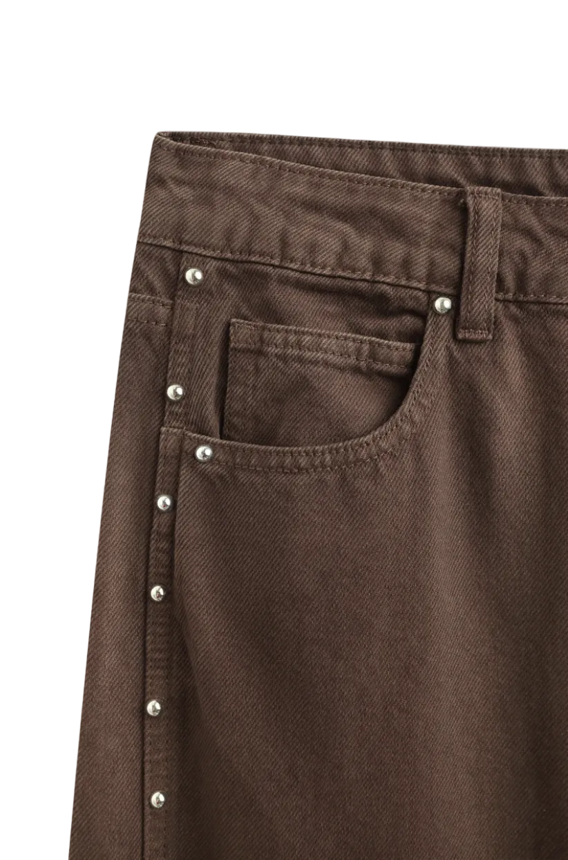 SELECTED BY KABARE - Stud - Jeans med silvernitar - Brun